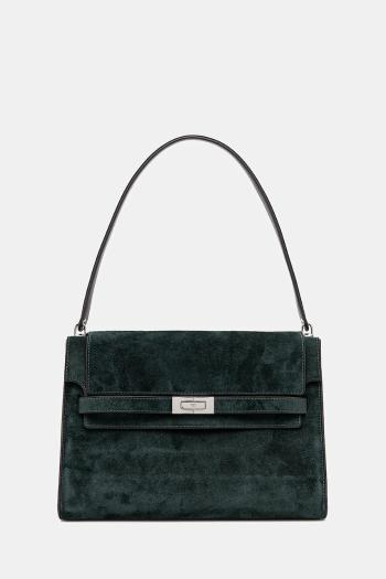 Semišová kabelka Tory Burch Lee Radziwill zelená farba, 169256-400