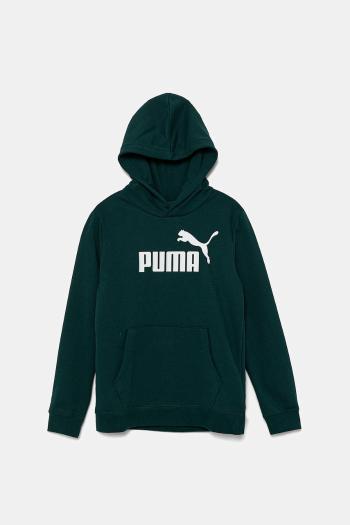 Detská mikina Puma ESS No. 1 Logo Hoodie TR zelená farba, s kapucňou, s potlačou, 684909