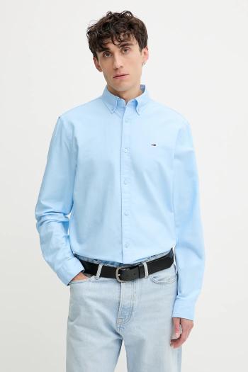 Bavlnená košeľa Tommy Jeans šedá farba, regular, s golierom button-down, DM0DM21298