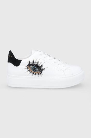 Kožená obuv Kurt Geiger London Laney Eye biela farba, na platforme, 8487310109