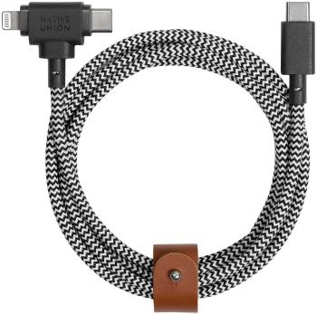 Adatkábel Native Union Belt Universal Cable USB-C to Lightning + USB-C - 1.5m, Zebra