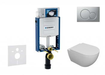 GEBERIT - Kombifix Set predstenovej inštalácie, klozetu Oudee a dosky softclose, tlačidlo Sigma01, lakovaný matný chróm SANI15CA1103