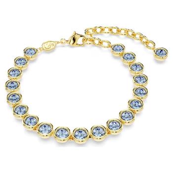 Swarovski Štýlový pozlátený náramok s modrými krištáľmi Imber Tennis 5688419 20 cm