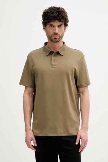 Bavlnené polo tričko Calvin Klein zelená farba, jednofarebné, LV04LB276G