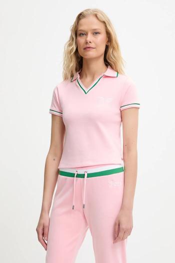 Polo tričko Juicy Couture SHRUNKEN POLO TEE dámske, ružová farba, JCWCT225355