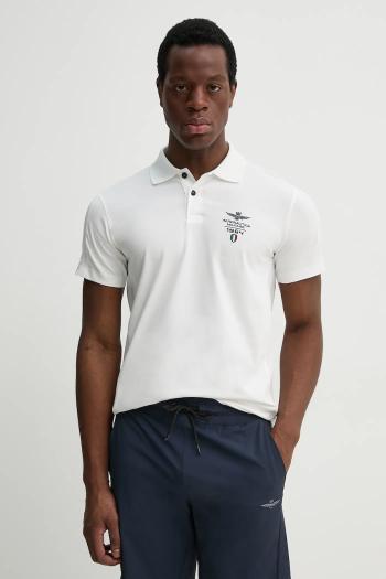Polo tričko Aeronautica Militare pánske, biela farba, s nášivkou, PO1845J674
