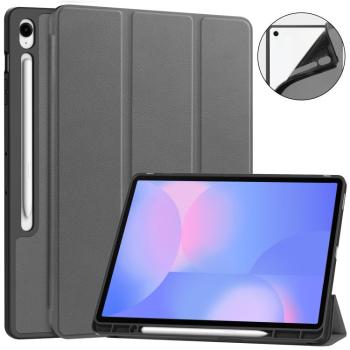 LEATHER Zaklápací kryt pre Samsung Galaxy Tab S10 FE+ šedý