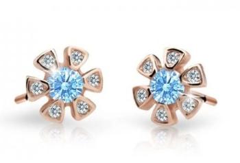 Cutie Jewellery Detské náušnice z ružového zlata C2156-30-X-4 svetlo modrá