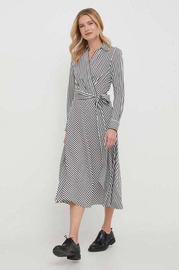 Šaty Lauren Ralph Lauren biela farba,midi,áčkový strih,250932706
