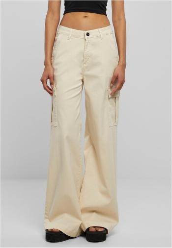 Urban Classics Ladies High Waist Wide Leg Twill Cargo Pants whitesand - 29