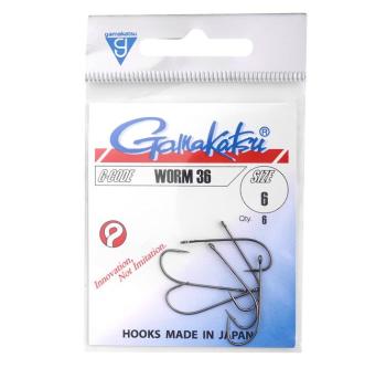 Gamakatsu háčky hook worm 36  /0 (spr) (black) -velikost 4/0