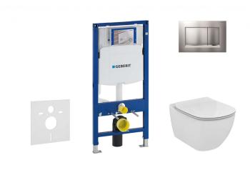 GEBERIT - Duofix Set předstěnové instalace, klozetu a sedátka Ideal Standard Tesi, tlačítka Sigma30, matný chrom/chrom 111.300.00.5 NF7