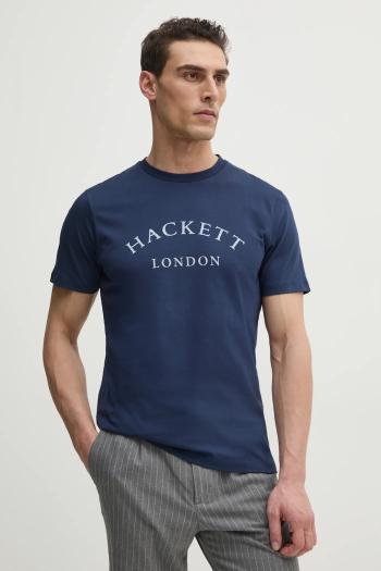 Bavlnené tričko Hackett London pánske, tmavomodrá farba, s potlačou, HM500893