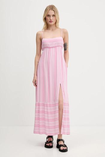 Šaty Hollister Co. ružová farba, maxi, áčkový strih, KI359-5166