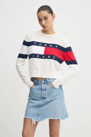 Bavlnený sveter Tommy Jeans biela farba, DW0DW19335
