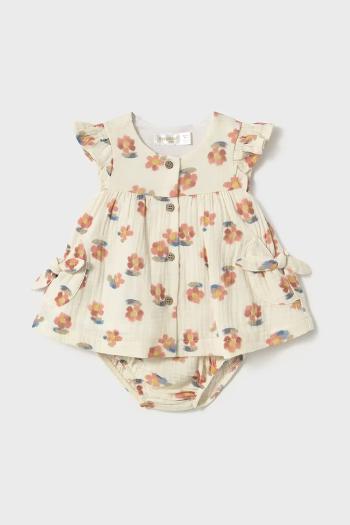 Detské bavlnené šaty Mayoral Newborn oranžová farba, mini, áčkový strih, 1851