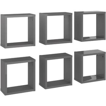 Shumee - Nástenné kocky 6 ks sivé s vysokým leskom 30×15×30 cm, 807024