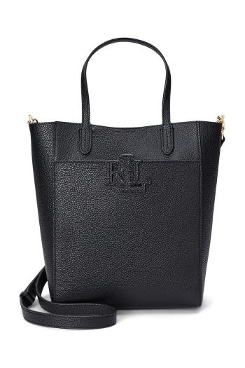 Kožená kabelka Lauren Ralph Lauren čierna farba, 431966760