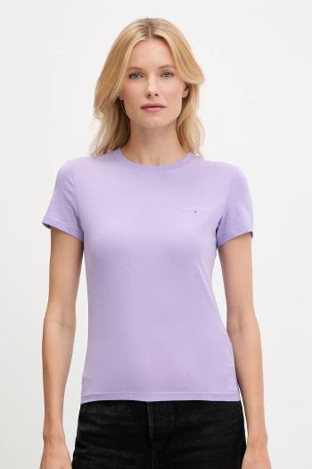 Bavlnené tričko Tommy Jeans dámske, fialová farba, DW0DW21164