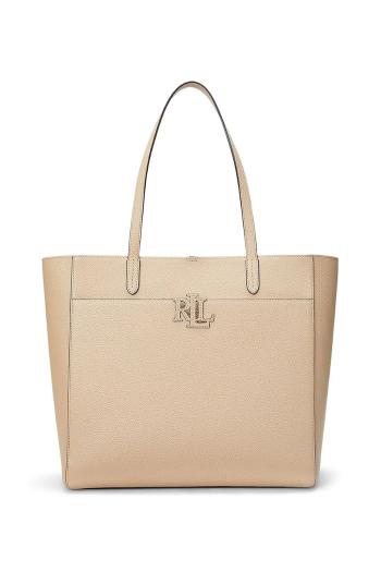 Kožená kabelka Lauren Ralph Lauren béžová farba, 431960183