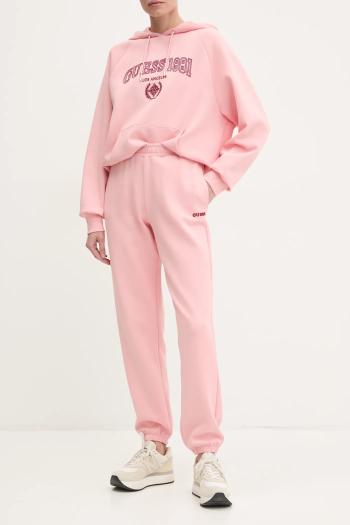 Tepláky Guess MARGARET ružová farba, s nášivkou, V5RB02 KCLD1