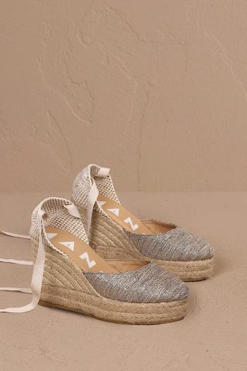 Espadrilky Manebi Wedge Espadrilles dámske, zlatá farba, na platforme, H 3.1 WV