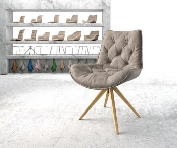 Otočná stolička Taimi-Flex taupe vintage z mikrovlákna s drevenou