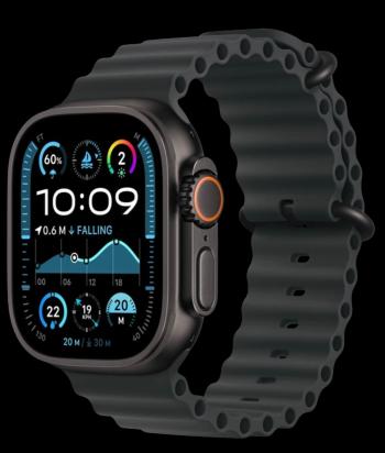 APPLE Watch Ultra 2 (2024) 49mm, Čierny titán s čiernym oceánskym remienkom