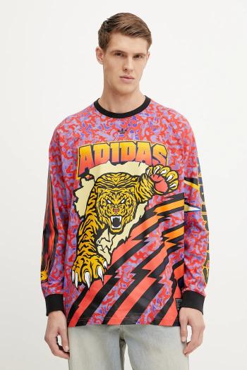 Bavlnené tričko s dlhým rukávom adidas Originals GRAPHIC LS TEE fialová farba, vzorované, JX1702