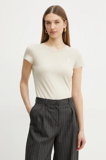 Bavlnené tričko Armani Exchange dámske, béžová farba, XW000320 AF10356