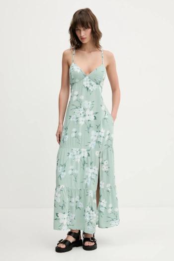 Šaty Hollister Co. zelená farba, maxi, áčkový strih, KI359-5165