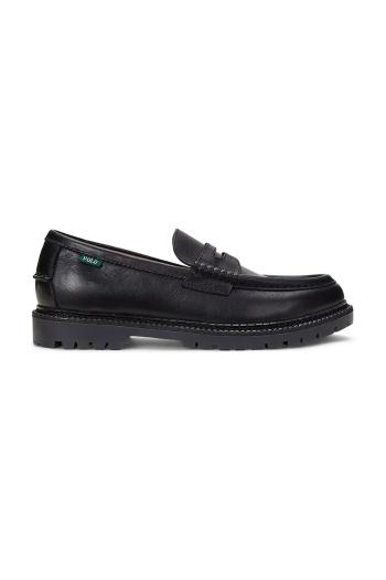Kožené mokasíny Polo Ralph Lauren Jett Penny pánske, čierna farba, 803961420001