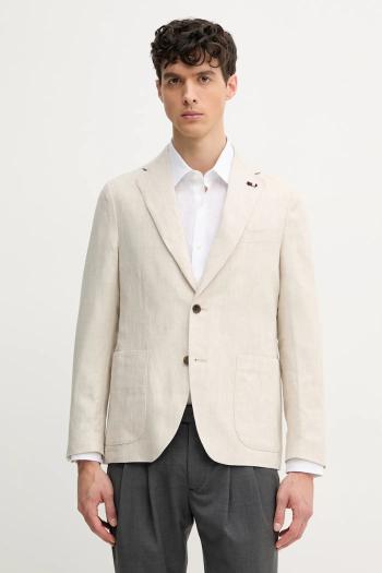 Ľanové sako Tommy Hilfiger pánske, béžová farba, SQTHL5966.SQTH500