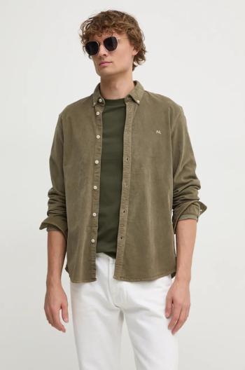 Menčestrová košeľa Pepe Jeans MILLER zelená farba, regular, s golierom button-down, PM308730