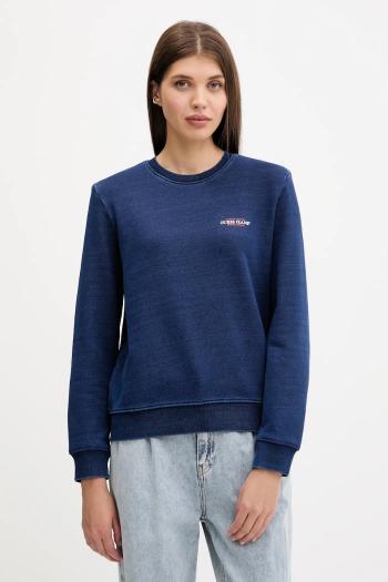 Bavlnená mikina Guess Jeans tmavomodrá farba, s potlačou, W5YQ22 KCXQ1