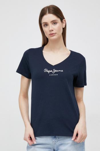 Bavlnené tričko Pepe Jeans Wendy V Neck tmavomodrá farba