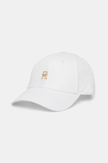 Bavlnená šiltovka Tommy Hilfiger biela farba, s nášivkou, AW0AW17128