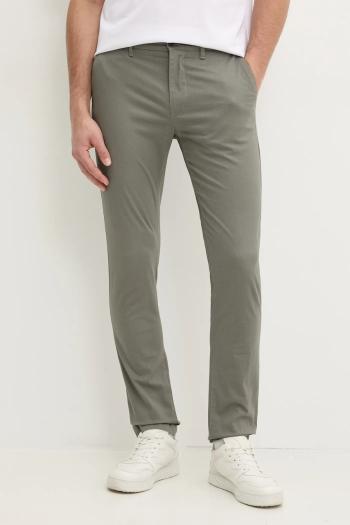 Nohavice Tommy Hilfiger pánske, šedá farba, strih chinos, MW0MW37714