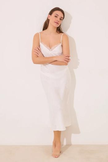 Nočná košeľa women'secret dámska, biela farba, saténová, 3419155