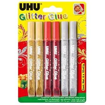 UHU Glitter Glue 6 × 10 ml X-mas (33929)