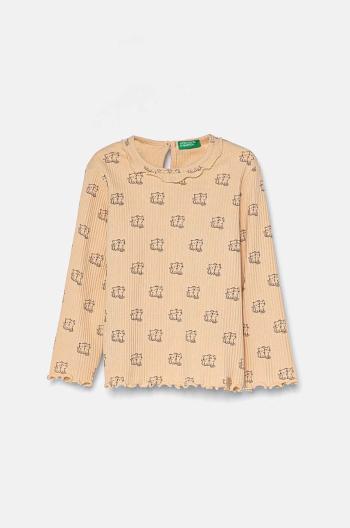 Detské tričko s dlhým rukávom United Colors of Benetton oranžová farba, 36LKG10FF