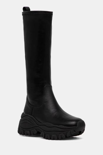 Vysoké čižmy Buffalo Lola Stretch Boot Hi dámske, čierna farba, na platforme, 1220055-BLK