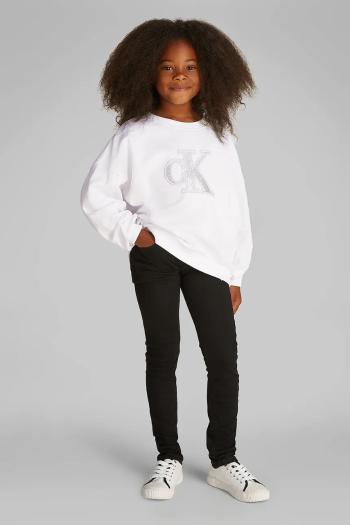 Mikina Calvin Klein Jeans biela farba, s nášivkou, IG0IG02849