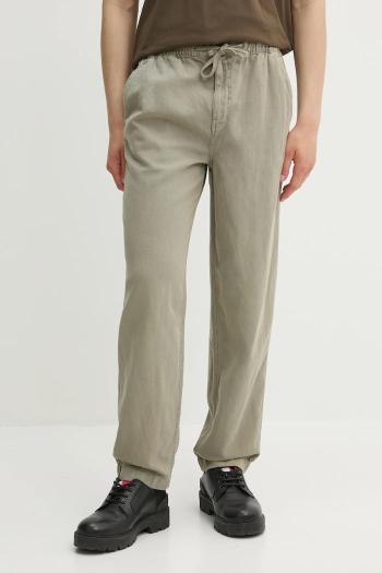Nohavice s prímesou ľanu Superdry zelená farba, M7011395A-1KH