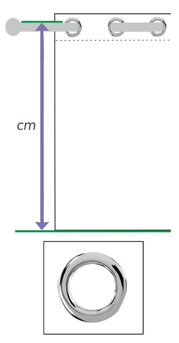 Strieborná farba krúžkov, Krúžkovanie závesu, (pridajte 23 cm látky)