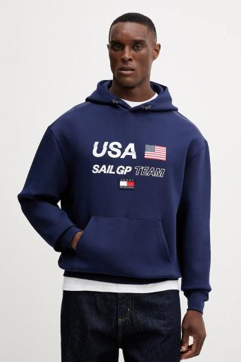 Mikina Tommy Hilfiger x SAIL GP tmavomodrá farba, s kapucňou, s potlačou, MW0MW41416