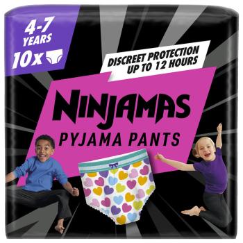 NINJAMAS Nohavičky plienkové Pyjama Pants Srdiečka, 10 ks, 7 rokov, 17kg-30kg