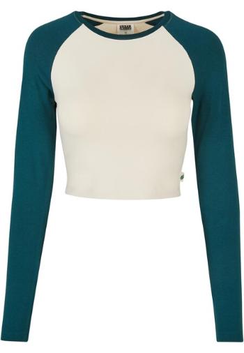 Urban Classics Ladies Organic Cropped Retro Baseball Longsleeve whitesand/jasper - XS