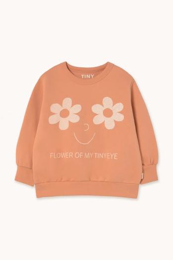 Detská bavlnená mikina Tinycottons FLOWERS EYES GRAPHIC SWEATSHIRT hnedá farba, s potlačou, AW25-285