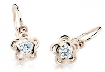 Cutie Jewellery Detské náušnice z ružového zlata C2204-10-X-4 biela
